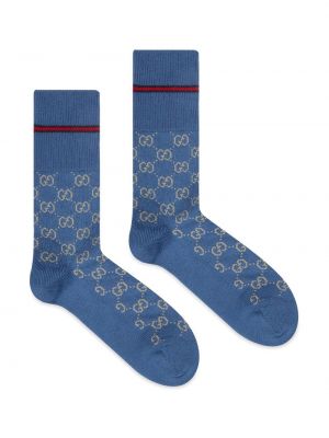 Chaussettes en coton à imprimé Gucci bleu