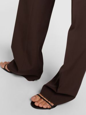 Vunene hlače ravnih nogavica Ferragamo smeđa