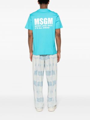 T-shirt aus baumwoll mit print Msgm blau
