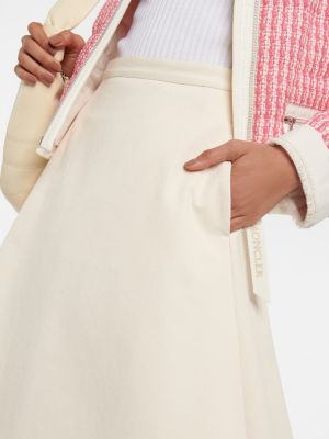 Bavlněné midi sukně s vysokým pasem Moncler bílé