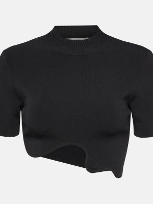 Asymetrický crop top Christopher Esber černý