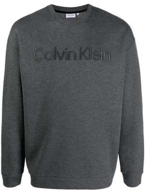 Mikina s výšivkou Calvin Klein sivá