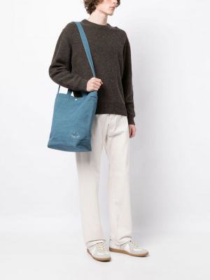 Shopper kabelka s výšivkou Ps Paul Smith modrá