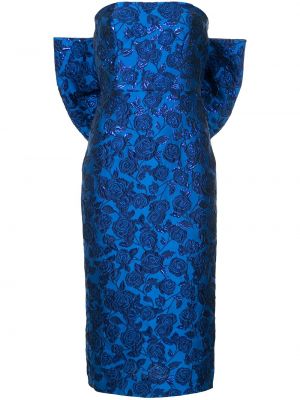 Hedvábné přiléhavé večerní šaty s mašlí Bambah - modrá