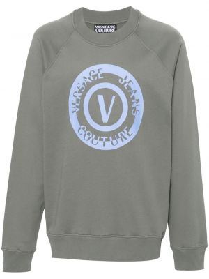 Raštuotas medvilninis džemperis Versace Jeans Couture pilka