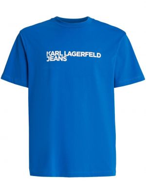 Kokvilnas t-krekls ar apdruku Karl Lagerfeld Jeans zils