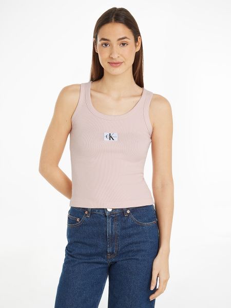 Camiseta de algodón Calvin Klein Jeans rosa