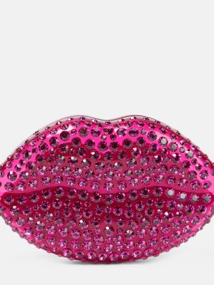 Clutch torbica s kristalima Aquazzura ružičasta