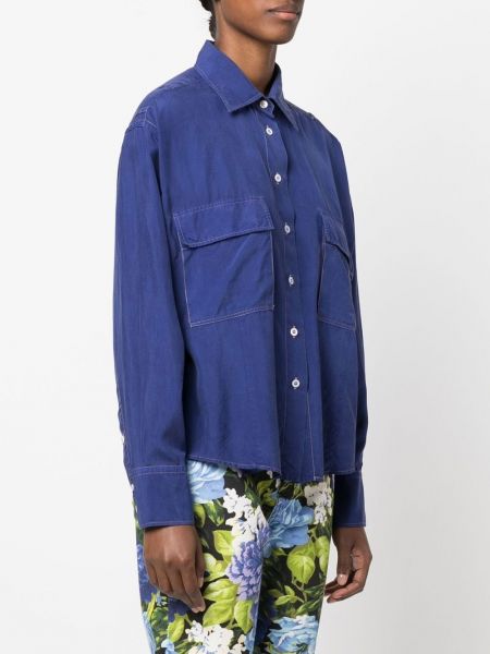Hedvábná košile Gucci Pre-owned modrá