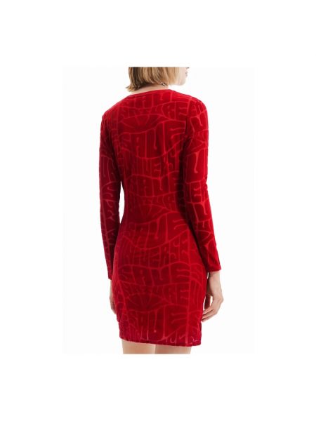 Sukienka mini slim fit z długim rękawem Desigual czerwona