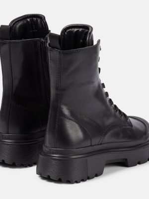 Kožené kotníkové boty Hogan černé