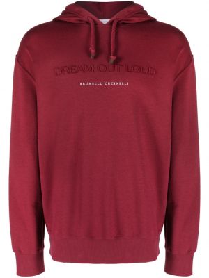 Hoodie med broderi Brunello Cucinelli röd