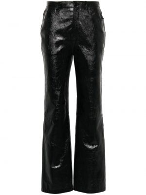 Kožené rovné kalhoty Claudie Pierlot černé