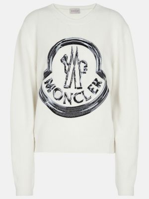 Кашмирен вълнен пуловер Moncler бяло