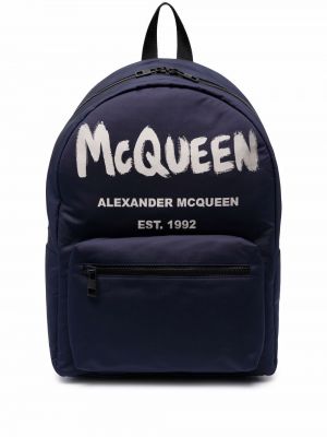 Plecak z nadrukiem Alexander Mcqueen niebieski