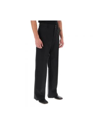 Czarne proste spodnie w paski Mm6 Maison Margiela
