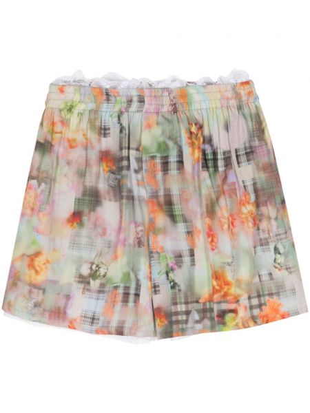 Kratke hlače iz šifona s cvetličnim vzorcem s potiskom Collina Strada bela