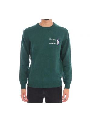 Haftowany sweter z kaszmiru z okrągłym dekoltem Mc2 Saint Barth zielony