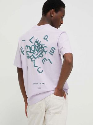 Bavlněné tričko s potiskem Filling Pieces fialové