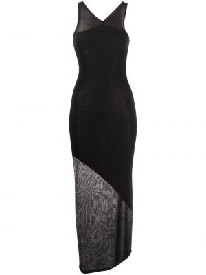 V-nyakú ujjatlan hosszú ruha Atu Body Couture fekete