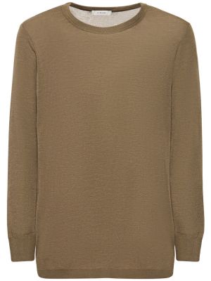 T-shirt en laine en soie en tricot Lemaire noir