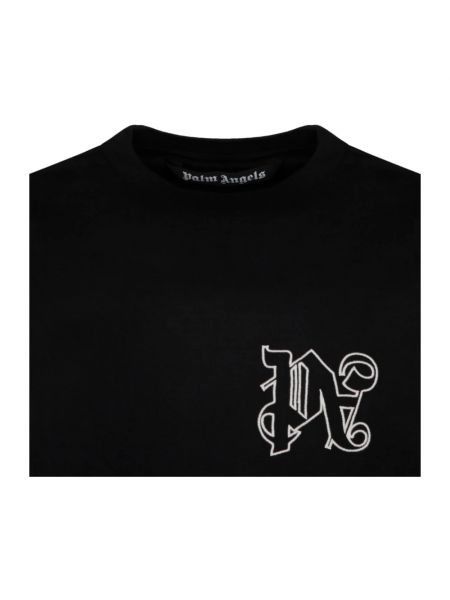 Camiseta con bordado de algodón Palm Angels negro