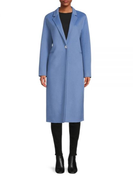 Синее шерстяное пальто Elie Tahari