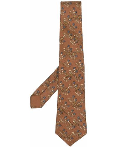 Шелковый галстук с принтом Hermès, коричневый