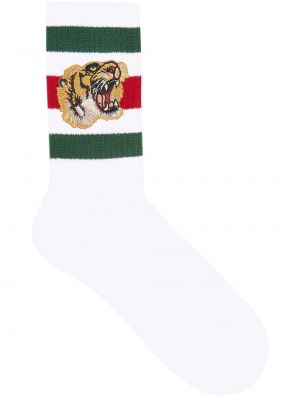 Чорапи бродирани с тигров принт Gucci бяло