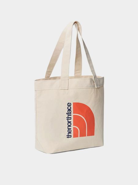 Хлопковая сумка шоппер The North Face бежевая