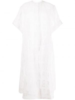 Bavlněné mini šaty s krátkými rukávy s kulatým výstřihem Toogood - bílá