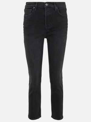 Straight fit džíny s vysokým pasem Agolde černé