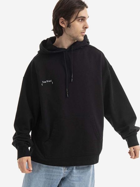 Pamučna hoodie s kapuljačom Tom Wood crna
