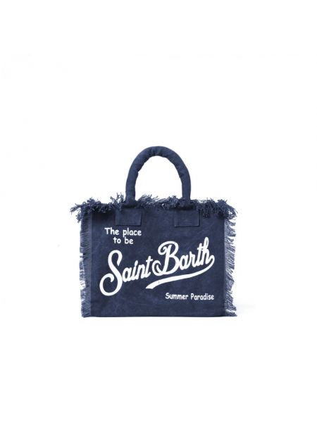 Shopper handtasche mit fransen mit print Mc2 Saint Barth blau
