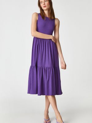 Midi obleka brez rokavov z okroglim izrezom Koton vijolična