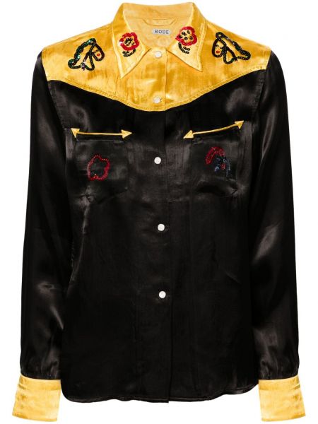 Satenska dugačka košulja sa šljokicama Bode crna