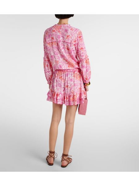 Mini vestido con estampado Poupette St Barth rosa