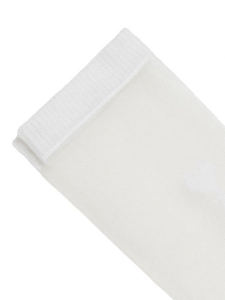 Chaussettes brodeés transparentes de motif coeur Ami Paris blanc