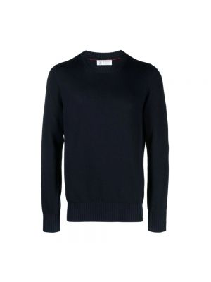 Sweter bawełniany Brunello Cucinelli niebieski