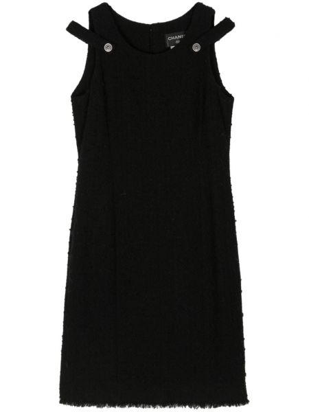 Tvídové šaty bez rukávů Chanel Pre-owned černé