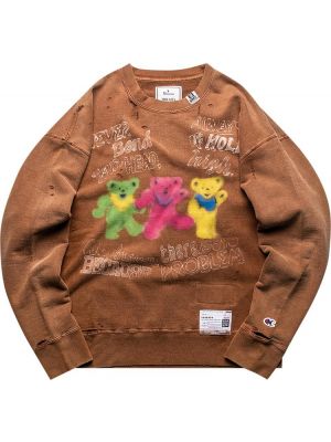 Пуловер с потертостями Maison Mihara Yasuhiro коричневый