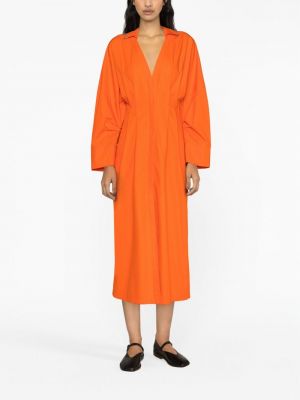 Midi šaty s výstřihem do v Fabiana Filippi oranžové