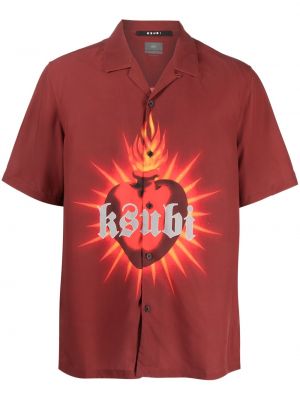Риза с принт със сърца Ksubi червено