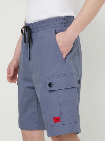 Pantaloni din bumbac Hugo albastru