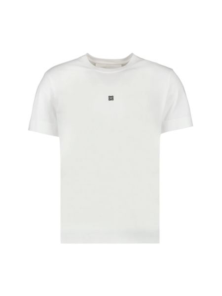Haftowana koszulka slim fit bawełniana Givenchy biała
