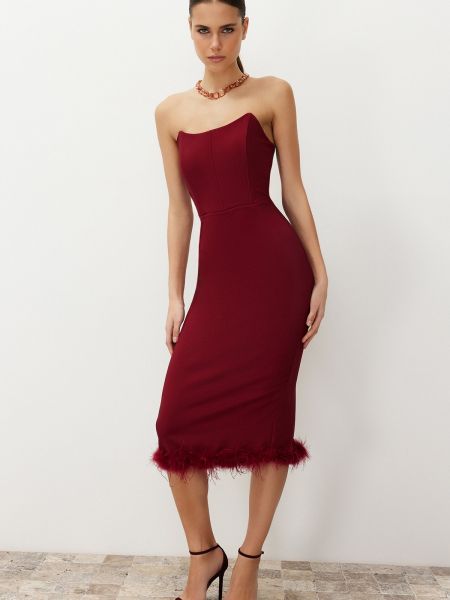 Плетена вечерна рокля Trendyol винено червено