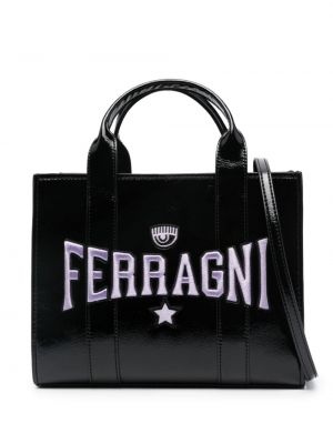 Leder shopper handtasche mit stickerei aus lederimitat Chiara Ferragni