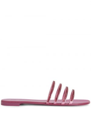 Кожени ниски обувки с кристали Giuseppe Zanotti розово