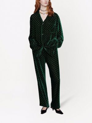 Sametové rovné kalhoty Gucci zelené