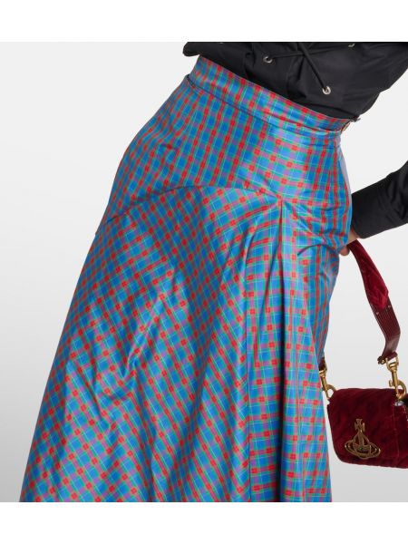 Jedwabna długa spódnica w kratkę z falbankami Vivienne Westwood